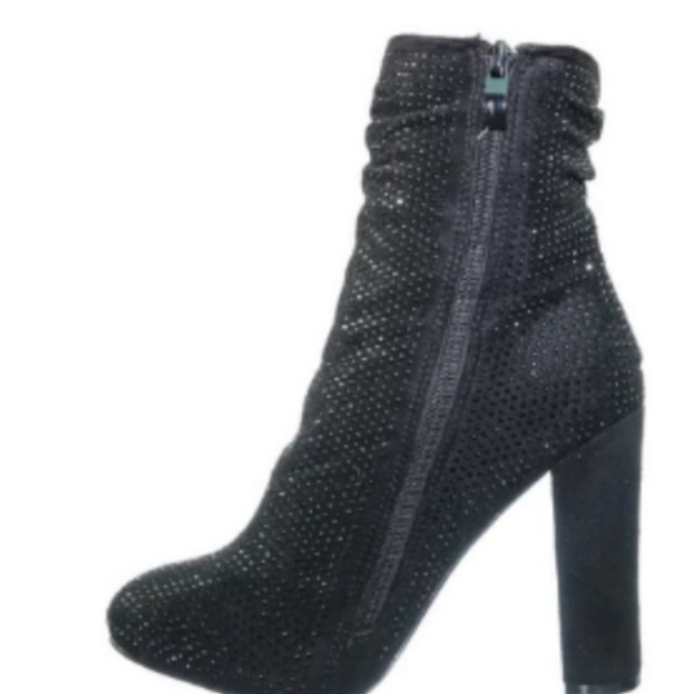 Rhinestone  Block Heel Booties - Picture 4 of 4